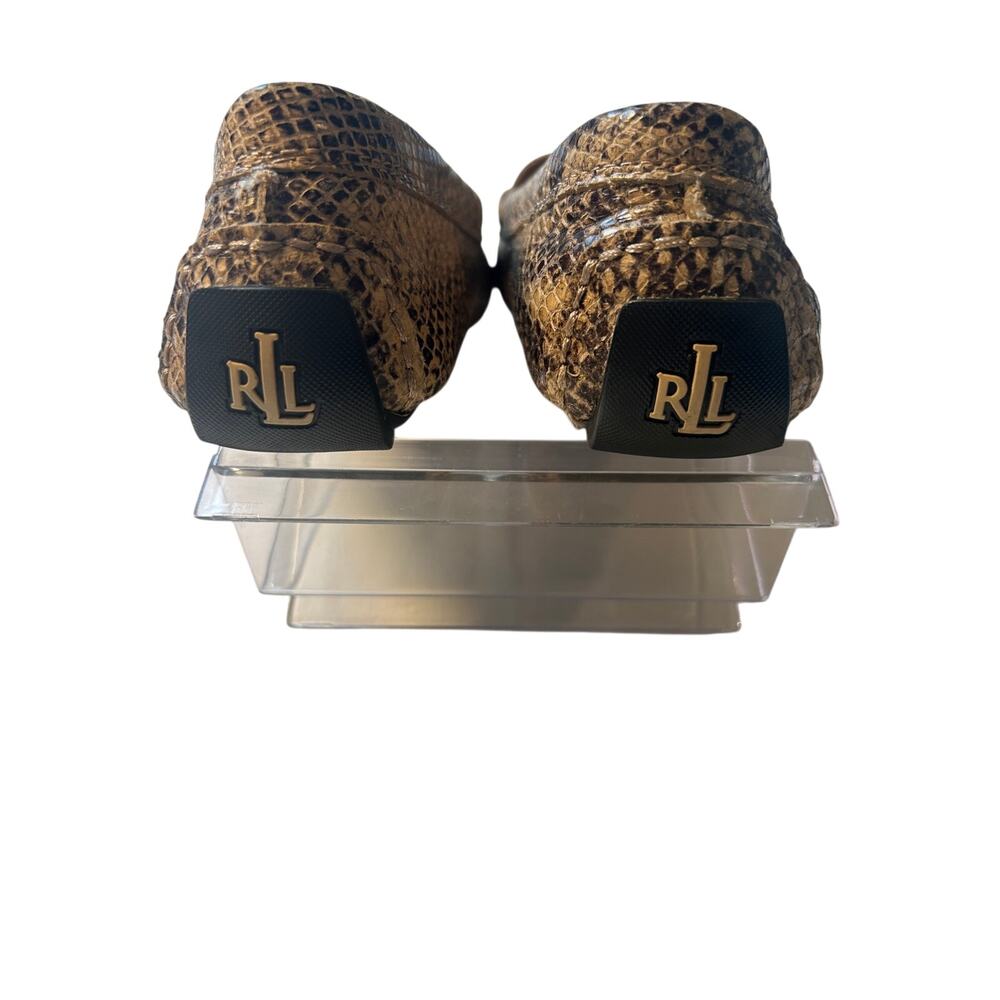 Lauren Ralph Lauren Carley Loafers Size 8 Python Embossed Leather Driving Flats - Picture 3 of 5